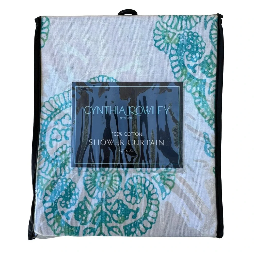Cynthia Rowley Damask Shabby Chic Paisley 100% Cotton Shower Curtain 72x72 NEW